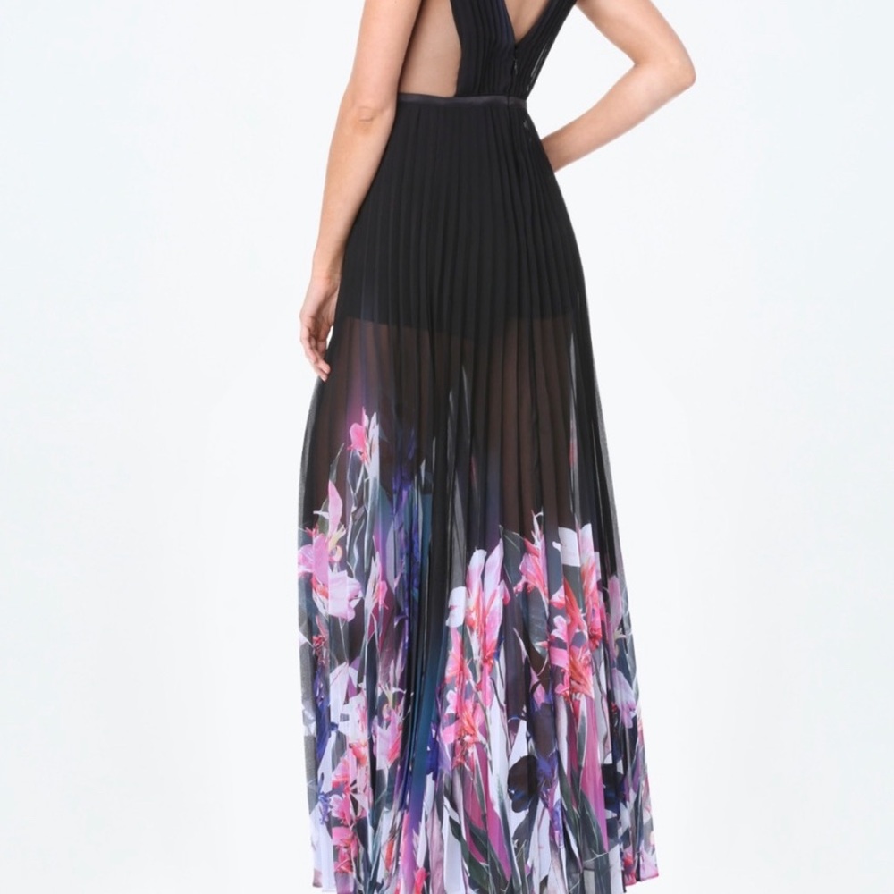 💋 bebe floral black pleated 8 romper dress RARE New 💋 - Picture 2 of 3